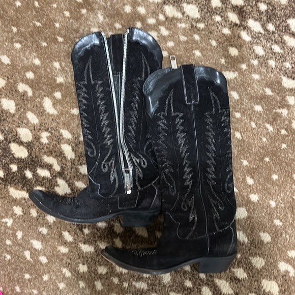 Golden Goose black suede boots w/silver thread worn only a few times. Silver zip - Picture 5 of 10